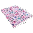 thumbnail image 4 of Pink Dinosaurs Flowers Leaves Pattern Blanket,Comfortable Soft Lamb Wool Throw Blanket,All Season,Warm Lightweight Blankets for Sofa Bed Couch Living Room Chair,60"x80", 4 of 4