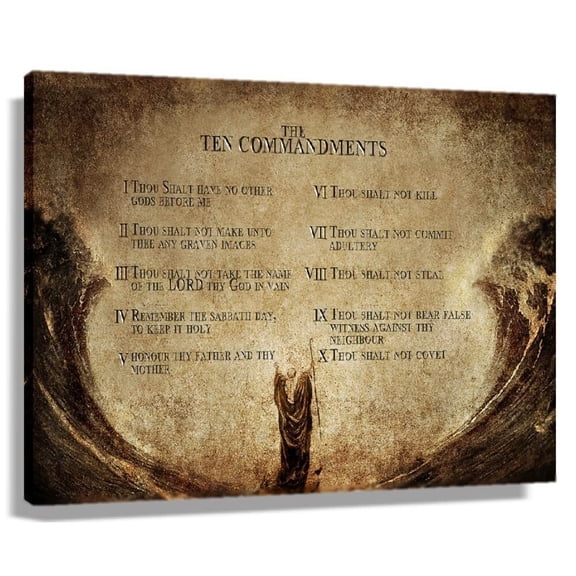 Ten Commandments Poster Scripture Wall Art  Canvas Quotes Wall Decor Modern Vintage Prints Christian Artwork Bible Quotes Poster Decorations For Bedroom Classic Pictures