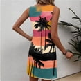 thumbnail image 4 of Summer Dresses for Women 2026 Beach Loose Casual A Line Dress Sleeveless V-Neck Sundress with Pockets Tropical Hawaiian Printed Pink 3XL, 4 of 4