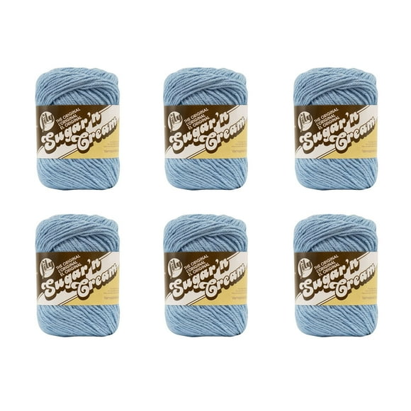 Lily SugarN cream Yarn 6 Pack Light Blue 6 count