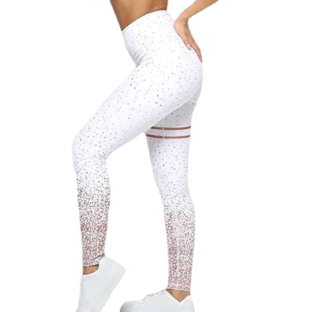 Impresión de pantalones de cintura alta carrera Ejercicio Ejercicio Fitness Yoga Deportes Leggings Adelgazamiento Casual Tobillo Longitud Pantalones Blanco L Methold AP004582-03
