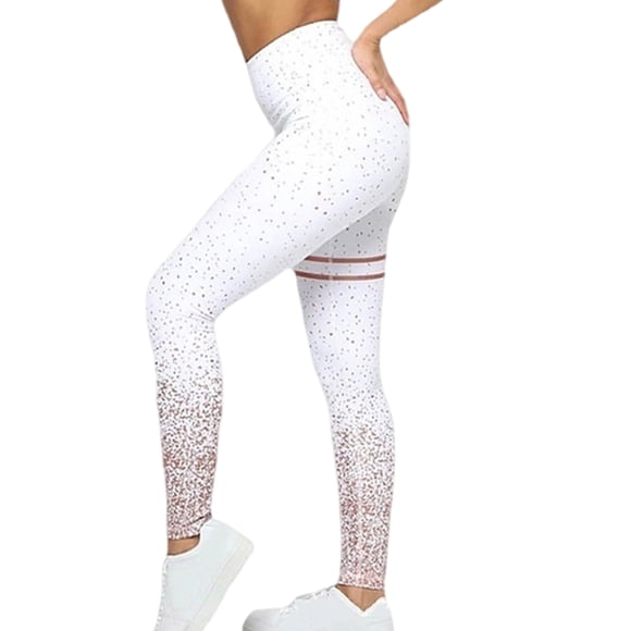 Impresión de pantalones de cintura alta carrera Ejercicio Ejercicio Fitness Yoga Deportes Leggings Adelgazamiento Casual Tobillo Longitud Pantalones Blanco L kenally AP004582-03