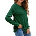 thumbnail image 4 of UVN Pleated Womens Blouses Crewneck Long Sleeve Shirts Casual Dressy Tunic Tops, 4 of 8