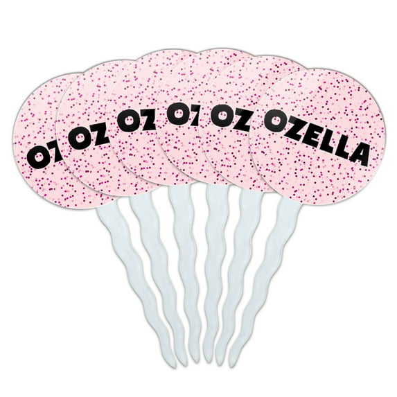 Ozella Cupcake Picks Toppers - Set of 6 - Pink Speckles