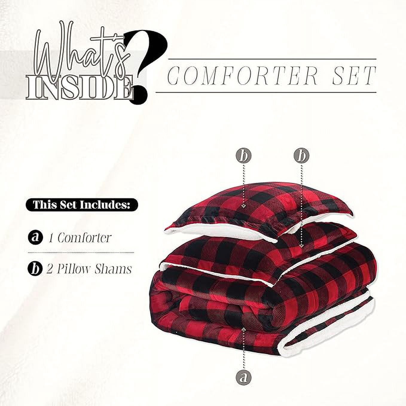 Elegant Comfort Reversible Checkered Queen Comforter Set Burgundy/Black