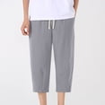 thumbnail image 2 of ZVNAΖH Mens Below Knee 3/4 Long Shorts Summer Casual Drawstring Elastic Waist Solid Color Capris Pants with Pockets, 2 of 9