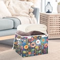 thumbnail image 3 of Yayeee Collapsible Cube Storage Bin with Lid Fabric Closet Decorative Basket with Handles, Blue Colorful Flowers, 3 of 7