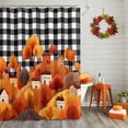 thumbnail image 2 of Autumn House Tree Hills Shower Curtain for Bathroom, Cartoon Style Black White Plaid Waterproof Shower Curtains Washable Quick Dry with Hooks Bathtub Curtains 72x72 IN, 2 of 6
