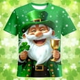 thumbnail image 2 of IWRICH St Patrick's Day T Shirt for Men Short Sleeve 3D Graphic Funny Irish Clover Tees Shamrock Festival Party Tops 01-Green XL, 2 of 3