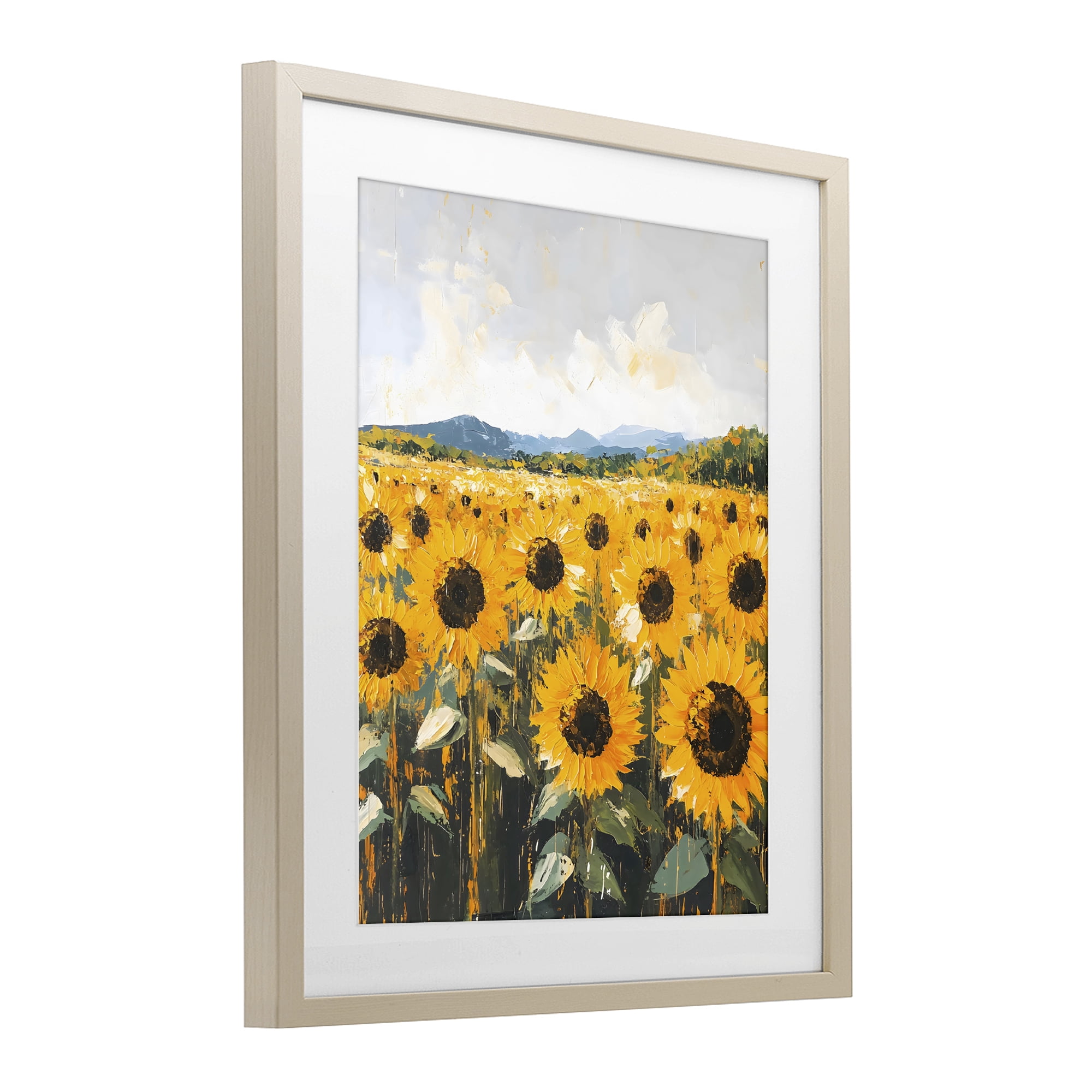 Stupell Industries Beautiful Sunflowers in Field Birch Framed Print Under Glass, design by Creative Studio