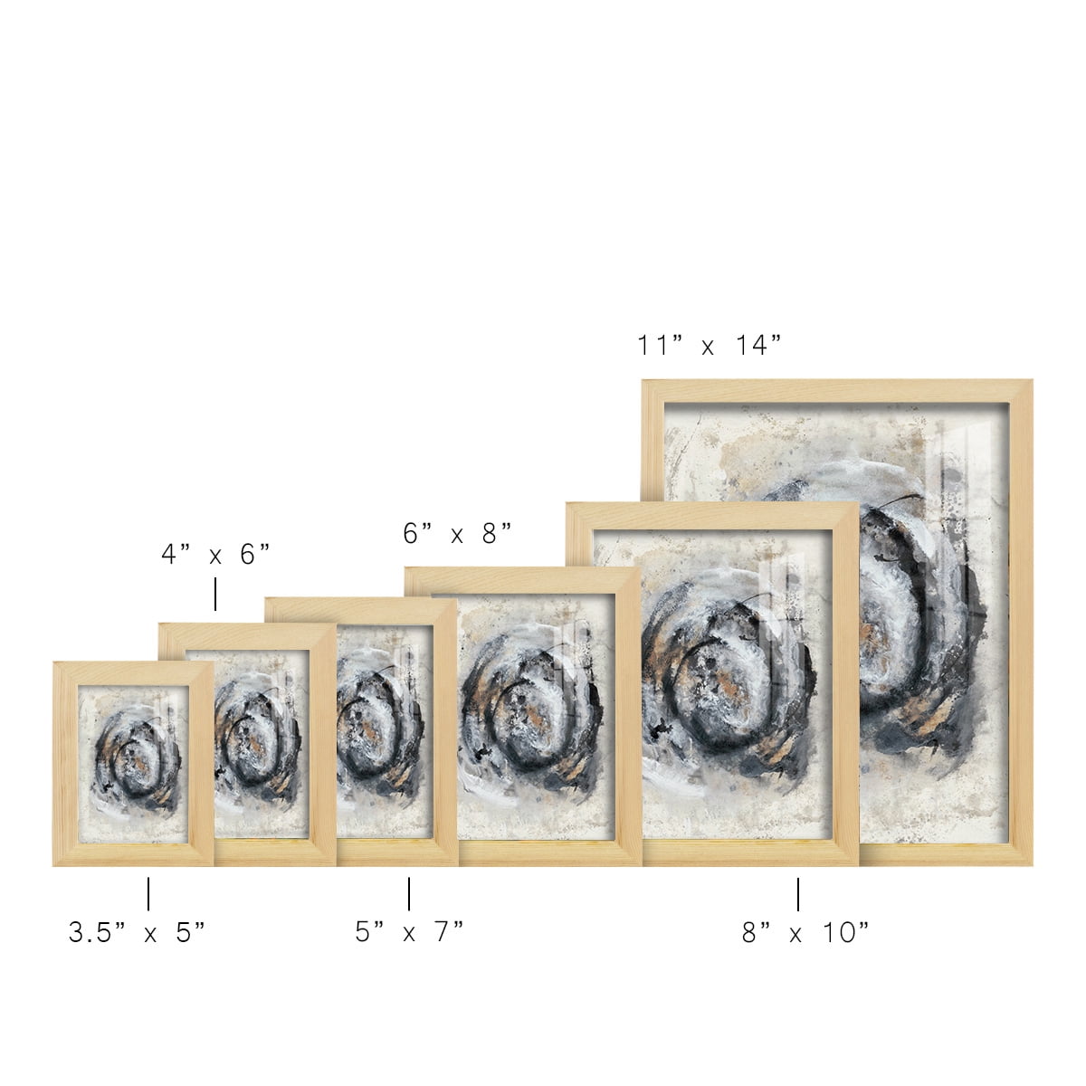 Circular Energy IV -Framed Print w/glass-Natural Wood