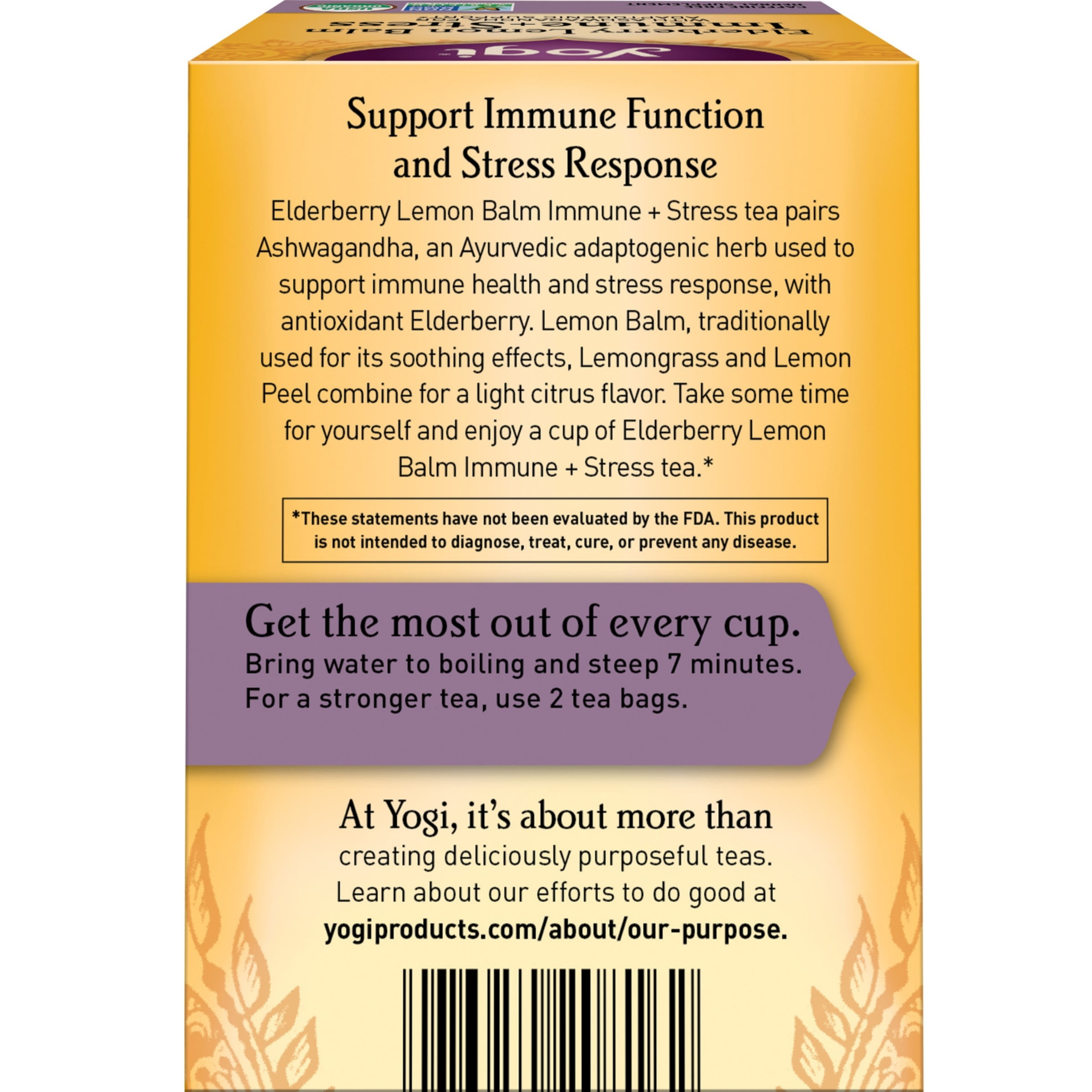 (4 pack) Yogi Elderberry Lemon Balm Immune Plus Stress, Organic Herbal  Wellness Tea Bags, 16 Count