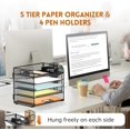thumbnail image 2 of INTIGE 5 Tier Desk File Organizer with Handle and Pen Holders, Metal Paper Organizer for Office Supplies, Black, 1 Piece, 2 of 6
