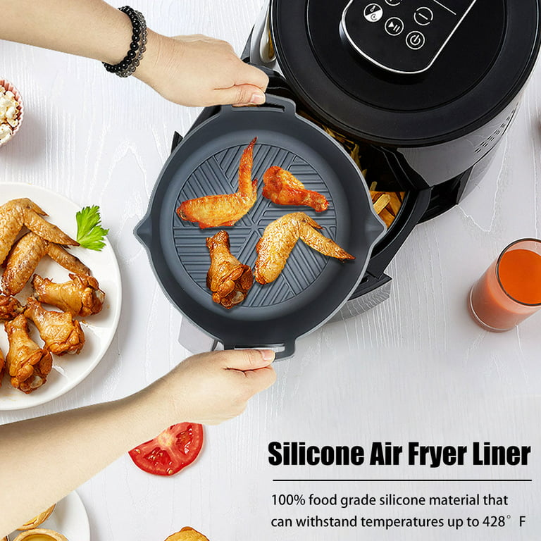 2 Pack Air Fryer Silicone Liners, 8 Inch Air Fryer Liners Apply To 3-6 Qt  Air fryer Oven, Replacement Of Parchment Paper, Top: 8- Bottom: 7