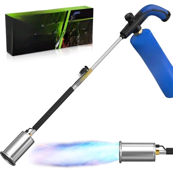 Weed Torch Propane Burner Blow Torch Weed Burner Flamethrower with Adjustable Flame and Ergonomic Anti-slip Rubber Handle for Weeding,Melting Ice,Charcoal Starter(Fuel Cylinder Not Included)