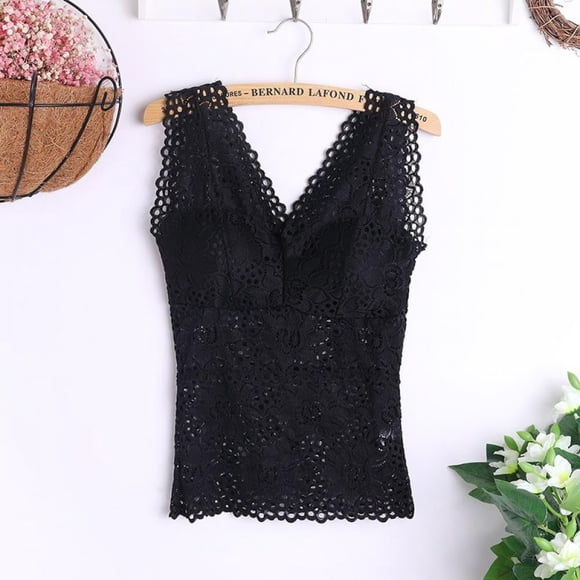 MesaSe Clearance Comfortable Lace Floral Cami Padded Tank Top Women‘s Bra Comfortable Lace Cami Bralette Crochet Flower Bra Vest Bustier Crop Top