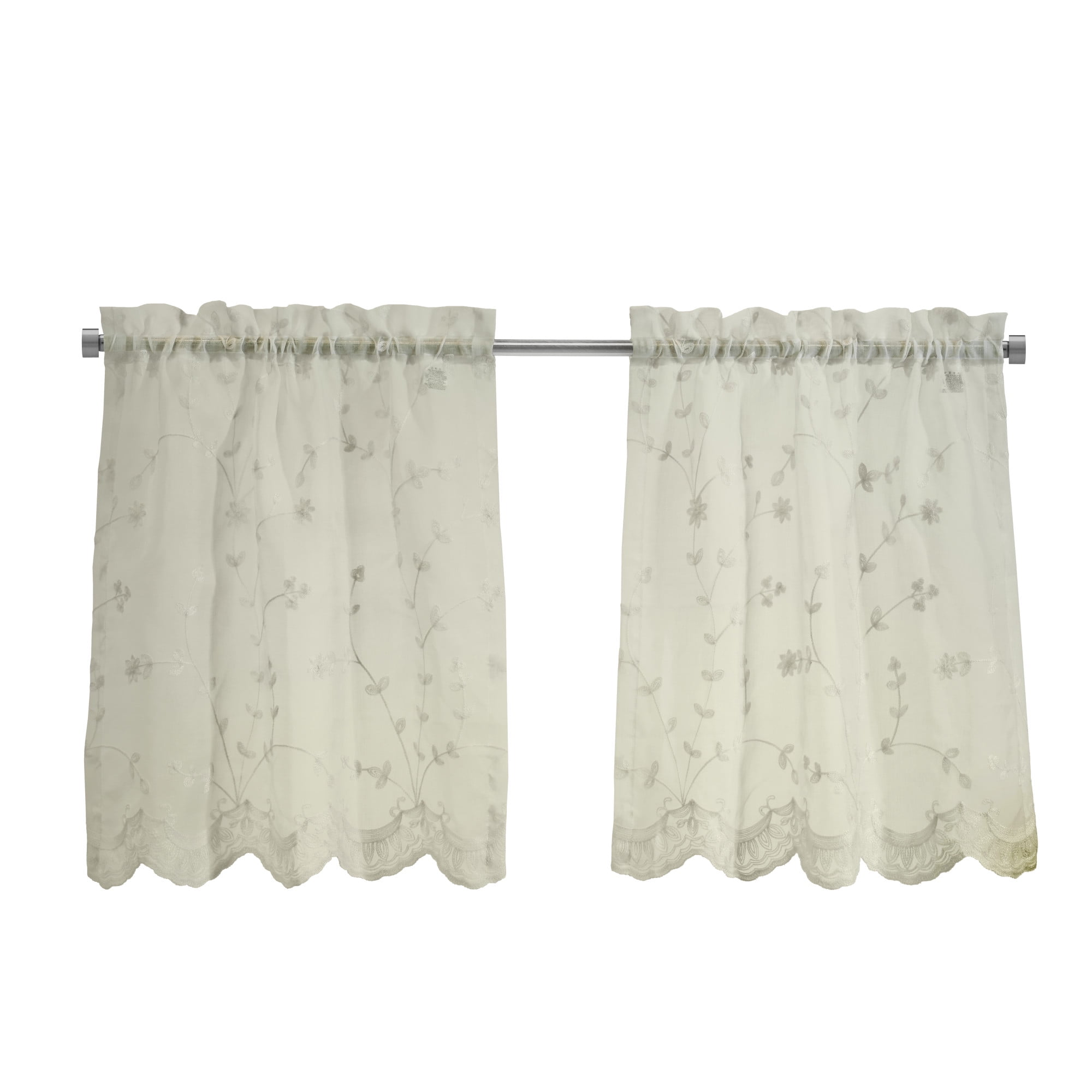 Loft Living Garcia Sheer Rod Pocket Curtain Tiers 52 x 24 in Cream