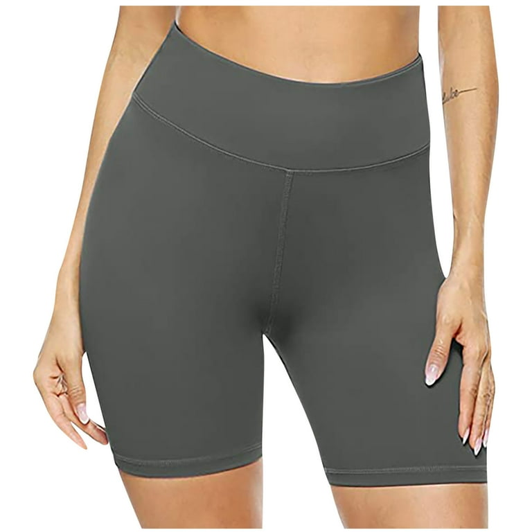 Women Solid Color Running Shorts Sport Pant Elastic Waist Workout