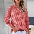 thumbnail image 6 of Endives Womens Button Down Blouse Plaid V Neck Casual Long Sleeve Tops Work Checkered Shirt Trendy Spring Outfit, 6 of 6