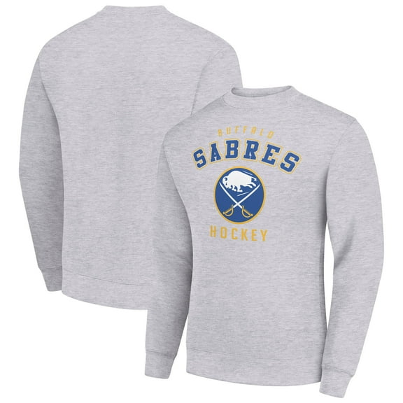 Men's Starter Heather Gray Buffalo Sabres Team Logo Fleece Pullover Sweatshirt
