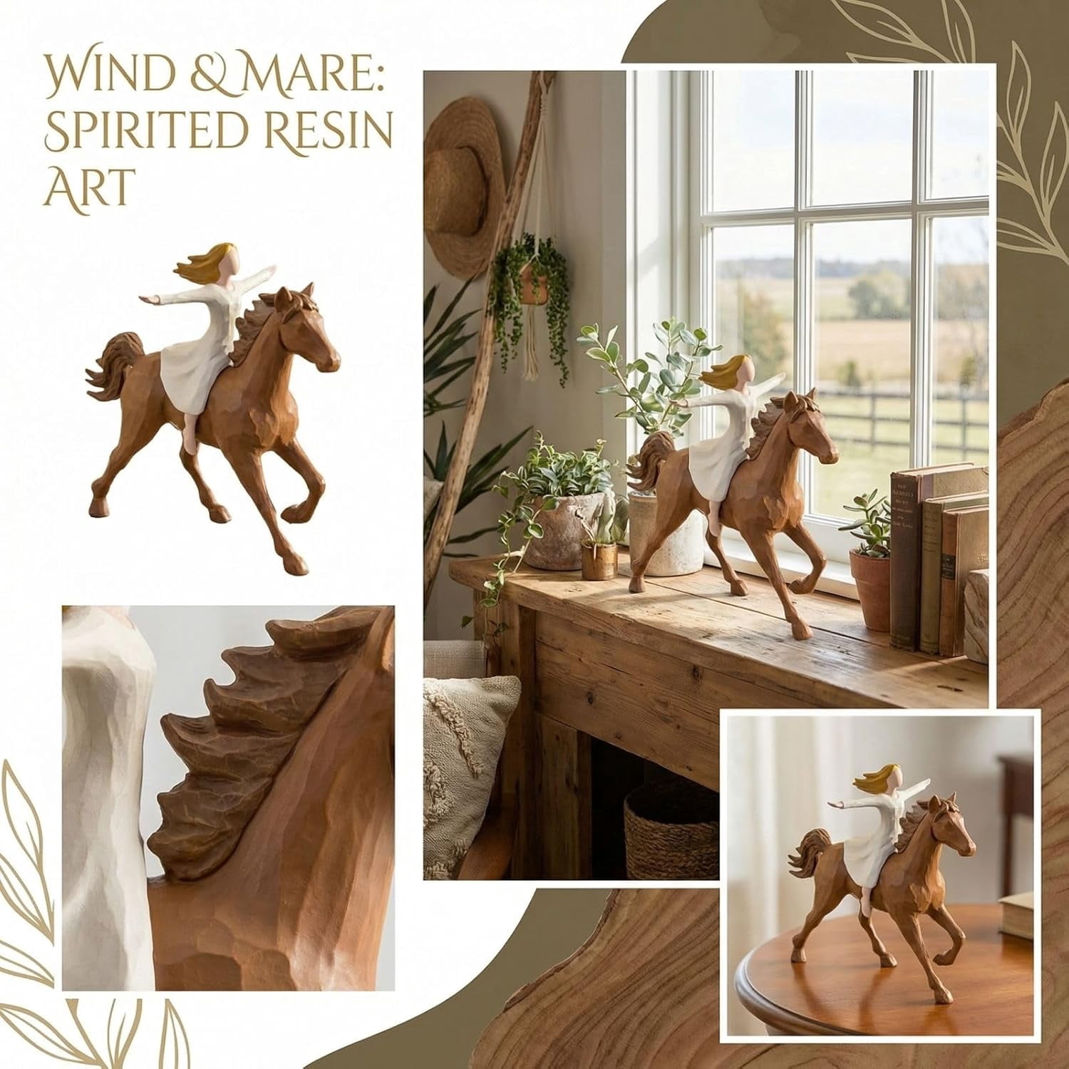 Free Spirit Horse Rider Figurine - Inspirational Gifts for Women, Girls & Equestrian Lovers - Horse Statues Home Decor for Birthday, Memorial(xxw)