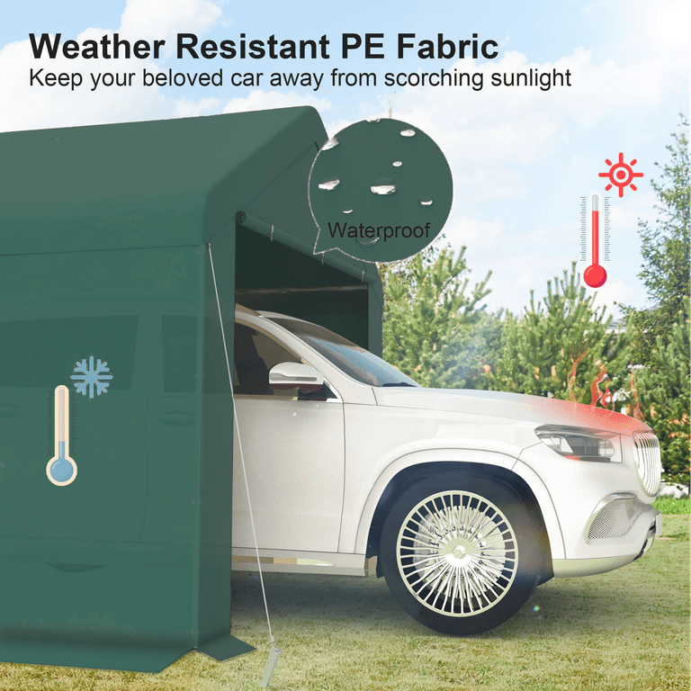 Grezjxc 10x20ft Steel Carport, Heavy Duty Awning with Side