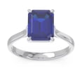 thumbnail image 2 of 2.50 Carat Emerald Cut Blue Sapphire Gemstone Shiny Solitaire Engagement Ring for her Solid 14K White Gold Size 4 by Diamond-Capitals, 2 of 8