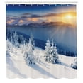 thumbnail image 3 of Ambesonne Winter Shower Curtain, Tops Dramatic Sky Alpine, 69"Wx75"L, White Blue Apricot, 3 of 5