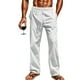 thumbnail image 5 of Pantalones largos de poliéster para hombre, informales, lisos, rectos, con cordón, con bolsillo y cintura elástica, 5 of 7