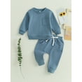 thumbnail image 2 of Wassery Infant Baby Girls 2 Piece Fall Outfits Long Sleeve Solid Color Sweatshirts Tops + Drawstring Pants Sets 3M 6M 9M 12M 18M Newborn Girl Warm Clothes, 2 of 8