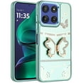 thumbnail image 2 of For Moto G Stylus 5G 2026/2025 Splendid Glitter Butterfly Design Stand with Metallic Edges Hybrid Case - Teal, 2 of 3