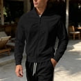 thumbnail image 2 of TOUMENY Men's Lightweight Zip Up Jacket Stand Collar Long Sleeve Solid Slim Coat Casual Outdoor Sun Protection Track Top Black S, 2 of 5