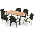 thumbnail image 4 of Costway 7PCS Patio Rattan Dining Set Chair Wooden Table Top W/Umbrella Hole, 4 of 10