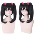 thumbnail image 3 of Disfraz de Cosplay de Nico Yazawa de Anime, peluca, cárdigan de punto rosa, lazo, uniforme escolar Jk para niñas adultas, traje de Halloween y Carnaval, 3 of 5