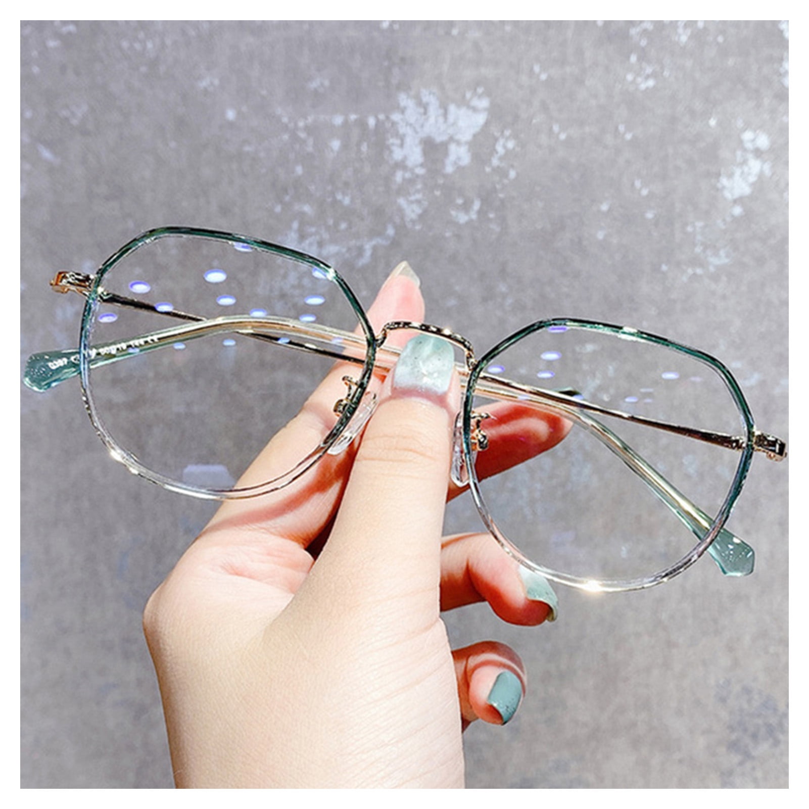 Anti-Blu-Ray Glasses Polygon Flat Mirror Goggles Personality Trend No Degree Silver Black