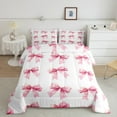 thumbnail image 2 of jejeloiu Cartoon Bowtie King Size Comforter Sets,Bow Bowknot Bedding Comforter Set,White Pink Bedding Set For Girl,Microfiber Room Decor Reversible,3-Piece, 2 of 8