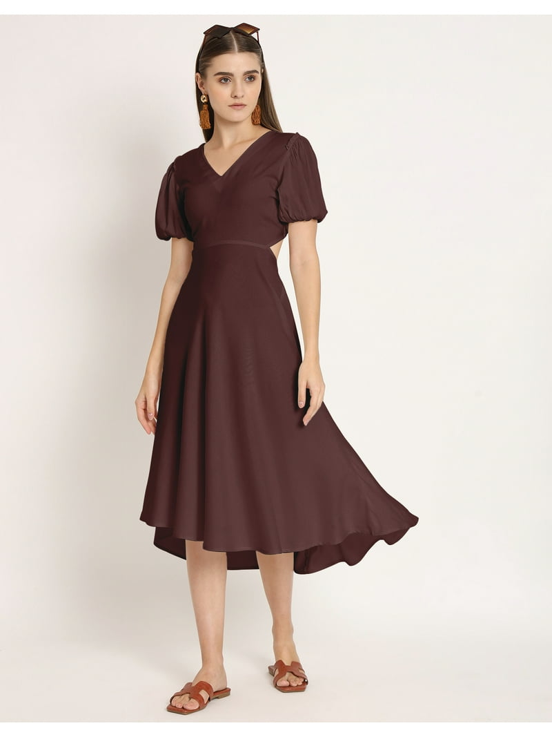 Moomaya Solid A-Line Viscose Dress, Short Sleeve, Styled Back Casual Flared Dress - Walmart.com Moomaya Solid A-Line Viscose Dress, Short Sleeve, Styled Back Casual Flared Dress - Walmart.com