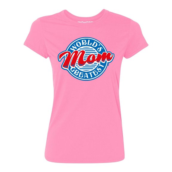 P&B World's Greatest Mom Funny Women's T-shirt, Azalea Pink, 2XL