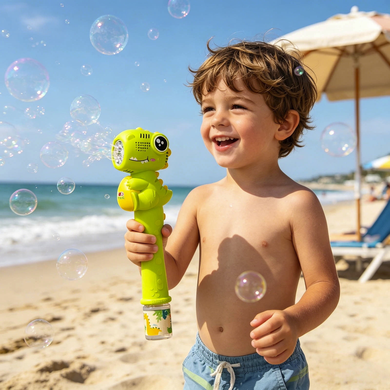 Gytml Dinosaur Bubble Wand Rechargeable Automatic Bubble Blower For Outdoor Parties & Summer Fun(Green-3.35X11.61 Inch)