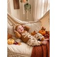 thumbnail image 6 of RUINIXCW Infant Baby Boy Thanksgiving Outfit Fashion Long Sleeve Letters Embroidered Romper with Print Pants, Hat 3Pcs Fall Set, 6 of 9