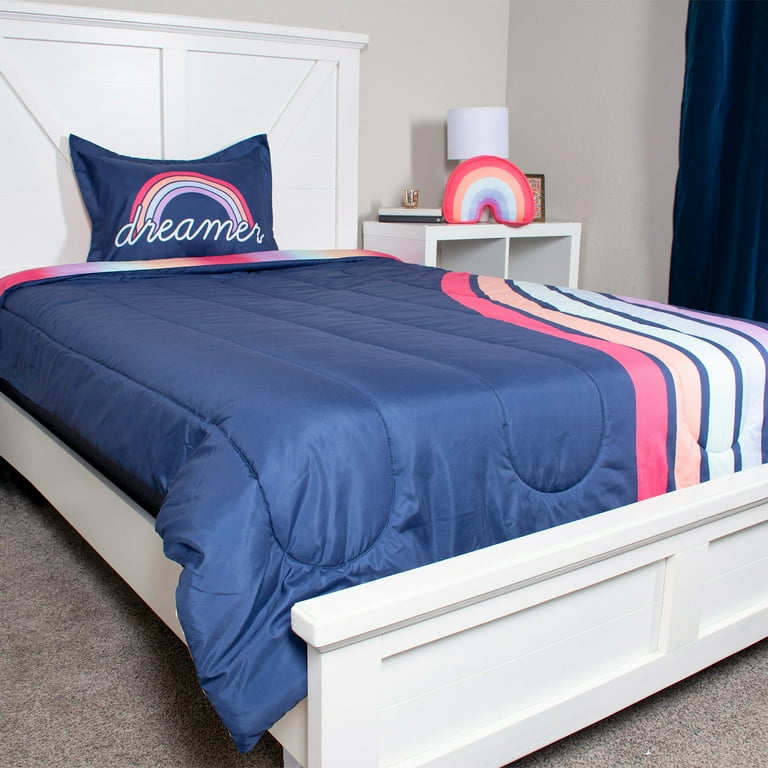 Justice Dreamer Kids 3 Piece Twin Full Comforter Set with Decorative Pillow Microfiber Blue Walmart