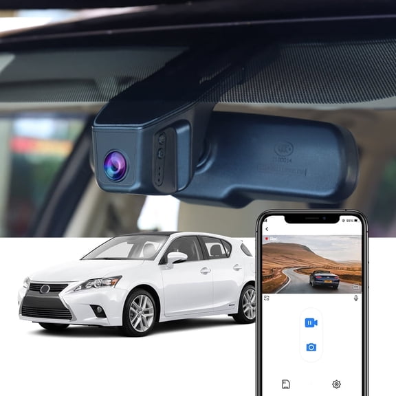 Fitcamx 4K Dash Cam Suitable for Lexus CT 200h 2011-2020 FWD F Sport Sdn Hybrid Premium, OEM Look, Built-in WiFi & APP, 64GB Card