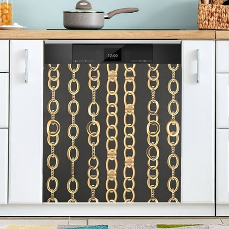 

Ryvnso Golden Chain Pattern Dishwasher Magnetic Refrigerator Magnet Cover Kitchen Home Decorative 23 x26