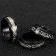 thumbnail image 2 of HIJONES 8mm Roatatble Dragon Rings for Men Women Stainless Steel Statement Carbon Fiber Ring Band Hip Hop Finger Jewelry Luminous Gold Size 12, 2 of 5