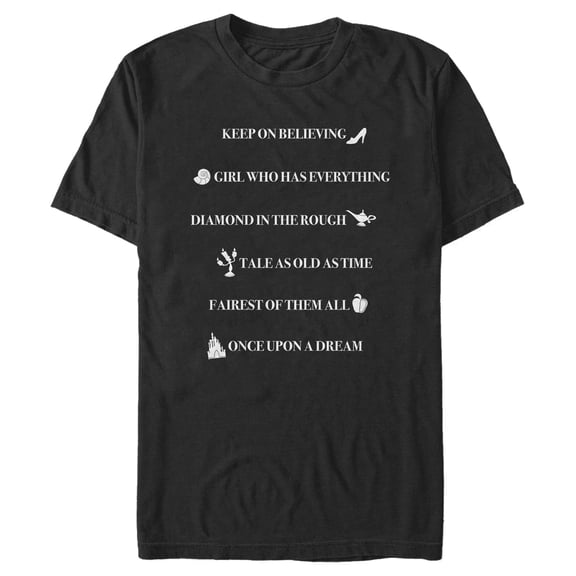 Men's Disney Princess Famous Taglines  Graphic T-Shirt