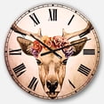thumbnail image 1 of DesignArt DesignArt Portrait de Cerf avec Tête Florale Grande Horloge Murale, 1 of 2
