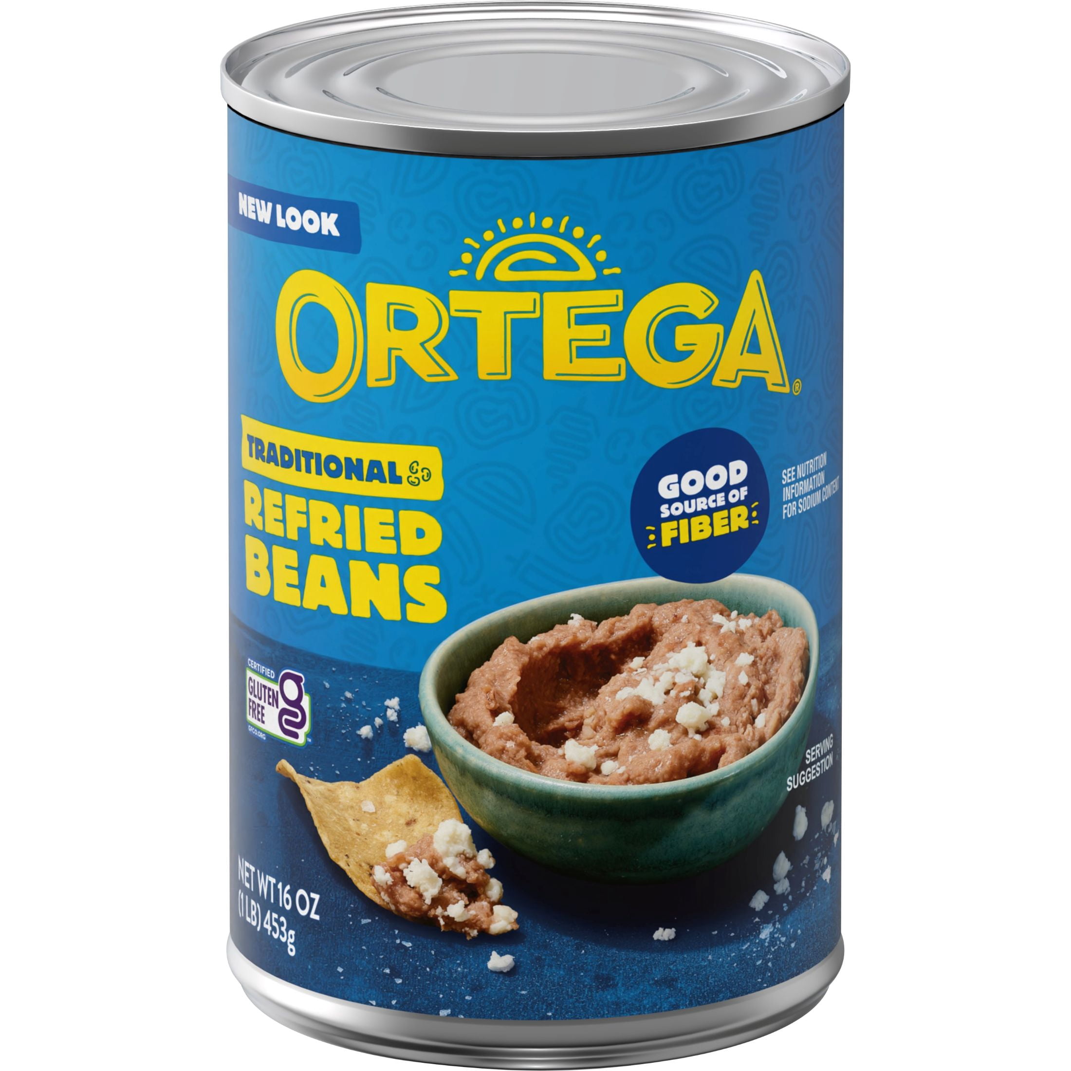 (6 pack) Ortega Traditional Refried Pinto Beans, Gluten Free, 16 oz (Canned)