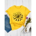 thumbnail image 5 of Nlife Women Daisy Print Round Neck Short Sleeve T-Shirt, 5 of 8