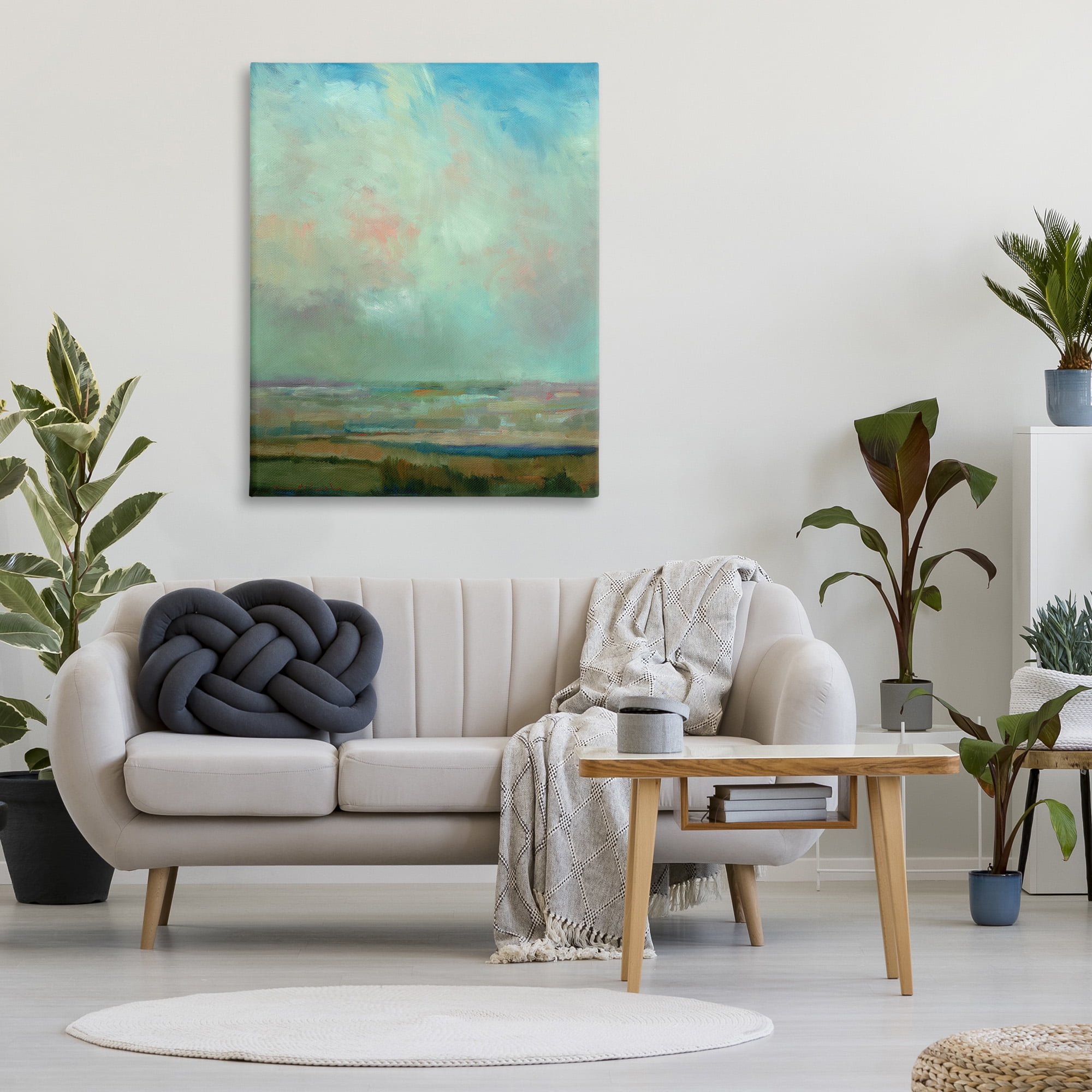Stupell Industries Blue Abstract Scenery Landscape Painting Gallery Wrapped Canvas Art Print Wall Art, 36 x 48