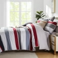 thumbnail image 6 of Flymme Striped Comforter Set Queen Size 7 Piece Bed in a Bag Red Black Patchwork Striped Comforter and Sheet Set Soft Microfiber Complete Bedding Set, 6 of 8